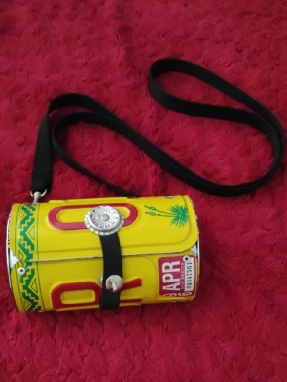 Little Earth "New Mexico" License Plate Crossbody Bag with Black Strap